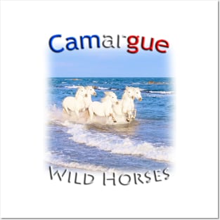 Camargue Horses running free Posters and Art